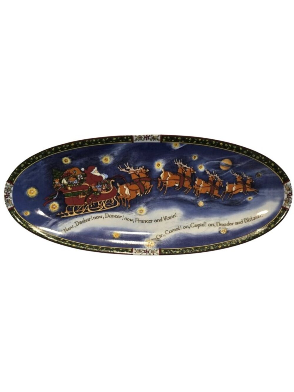 Portmeirion Christmas Story Yule Log Platter 16" Ceramic Holiday Serving Plate